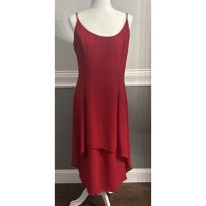 Scott McClintock Halter Dress Wmns Size 14 Vintage Dark Red Hi-lo Formal READ